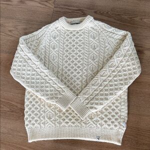 Elegant Cable Knit Cream Sweater for Men